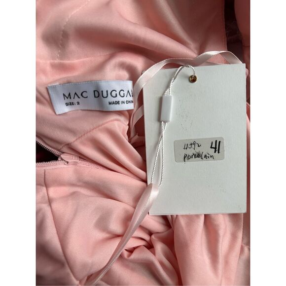 NWT Mac Duggal Sleeveless Chiffon V Neck Tiered Ruffle Dress Dusty Pink Size 2 - Picture 7 of 7